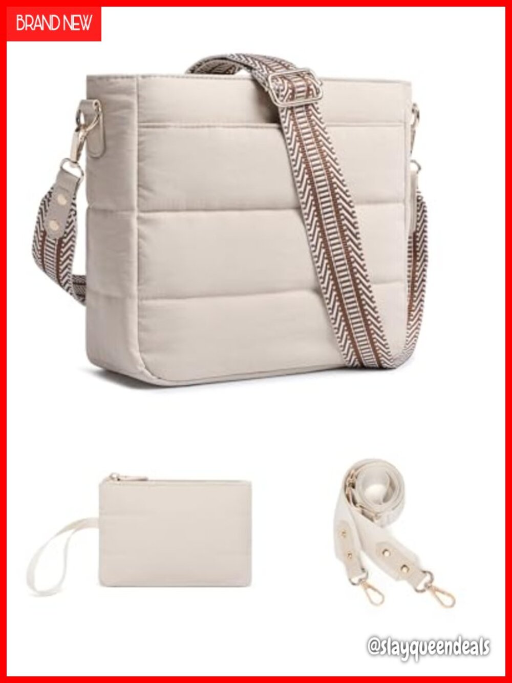 Puffer Quilted Crossbody Shoulder Hobo Bags 2PCS